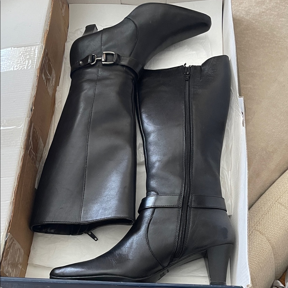 Black Calf-High Women's Leather Boots